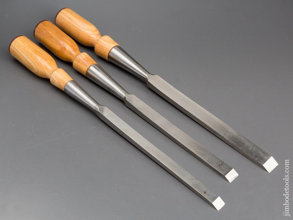 MINT Set of Three JAMES SWAN Heavy Socket Firmer Chisels NEW OLD STOCK - 80114