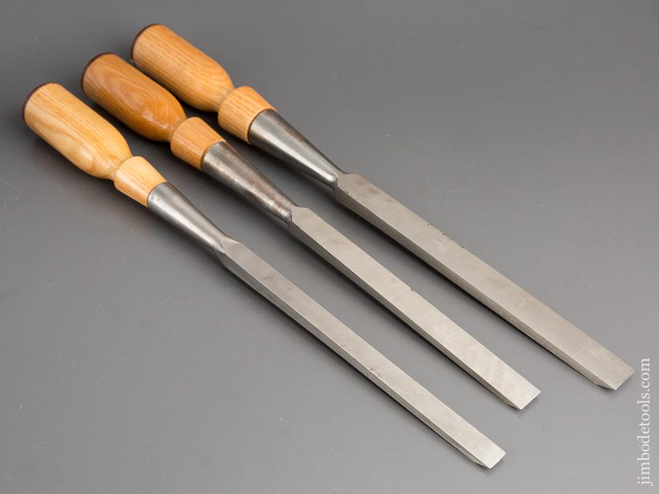 MINT Set of Three JAMES SWAN Heavy Socket Firmer Chisels NEW OLD STOCK - 80114