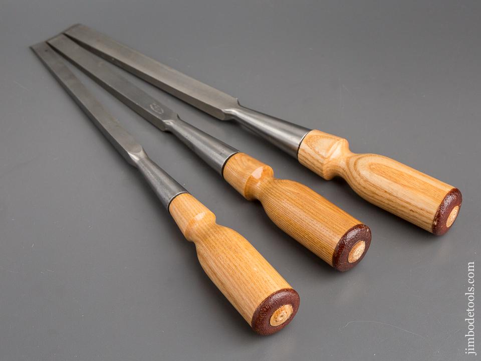 MINT Set of Three JAMES SWAN Heavy Socket Firmer Chisels NEW OLD STOCK - 80114