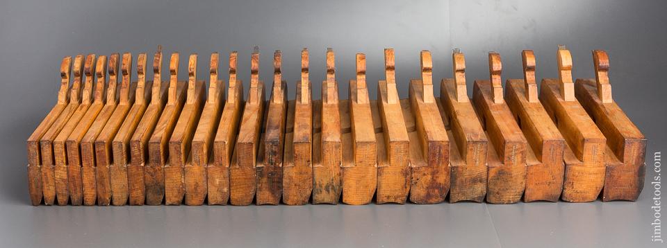 MINT Set of 24 Hollows & Rounds Molding Planes Numbered 2-24 by J.F. & G.M. LINDSEY circa 1856-79 Huntington, MA - 80149