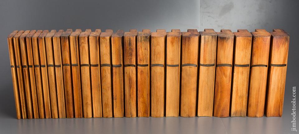 MINT Set of 24 Hollows & Rounds Molding Planes Numbered 2-24 by J.F. & G.M. LINDSEY circa 1856-79 Huntington, MA - 80149