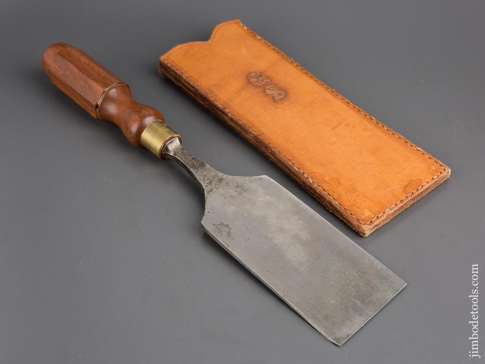 NEW OLD STOCK 3 x 15 inch! JAMES SWAN Tang Firmer Chisel with Hand-Tooled Leather Sheath UNUSED - 80195