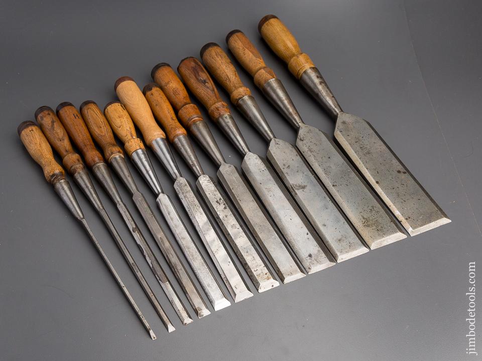 Complete Set of Twelve WITHERBY Bevel Edge Socket Chisel in Original Box - 80199