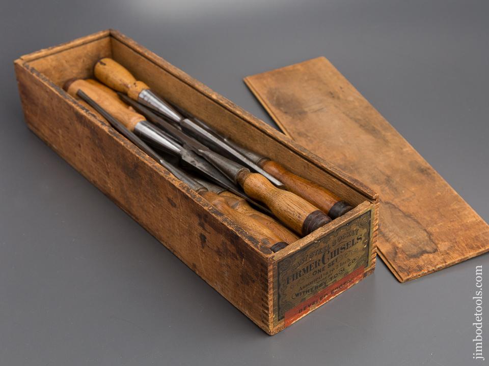 Complete Set of Twelve WITHERBY Bevel Edge Socket Chisel in Original Box - 80199