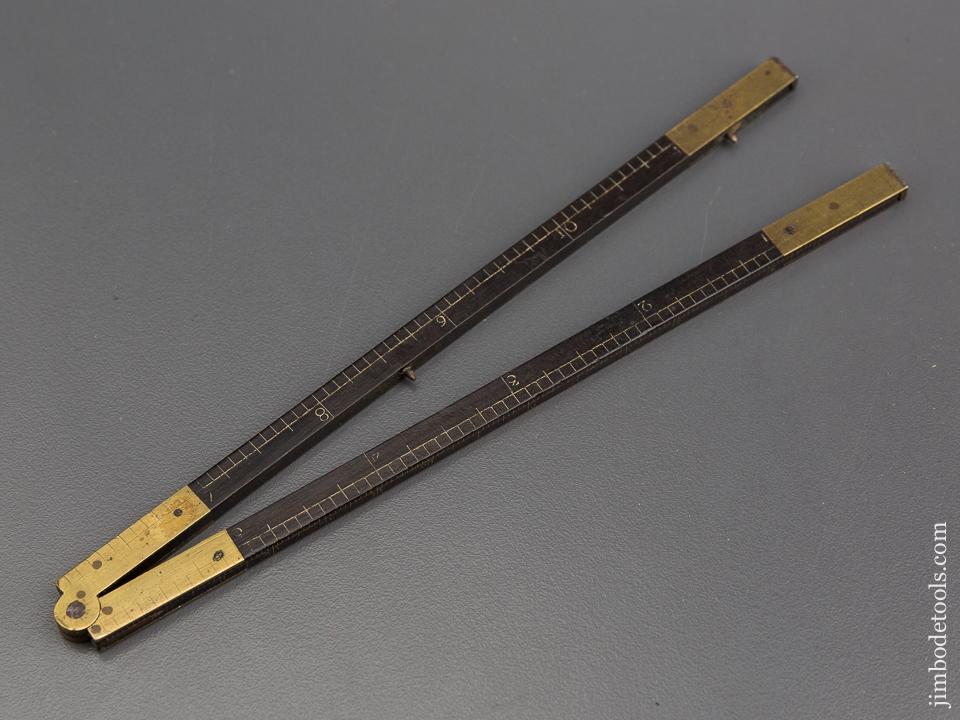 Twelve inch Ebony Folding Rule with Steel Tips Probably 18th Century EXTRA FINE - 80228U