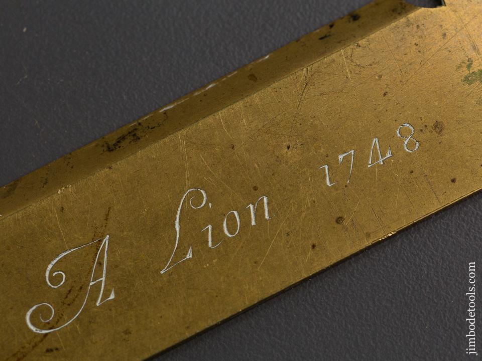 Dated 1748 French CADOT A LION 6 7/8 inch Brass Protractor - 80244U