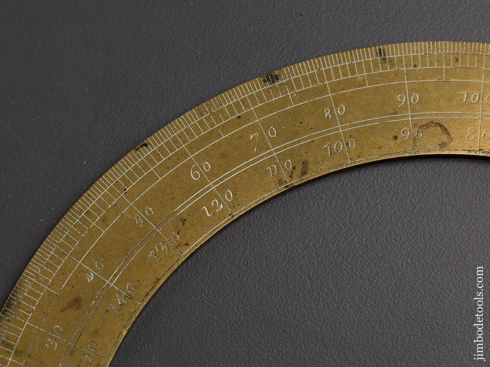 Dated 1748 French CADOT A LION 6 7/8 inch Brass Protractor - 80244U