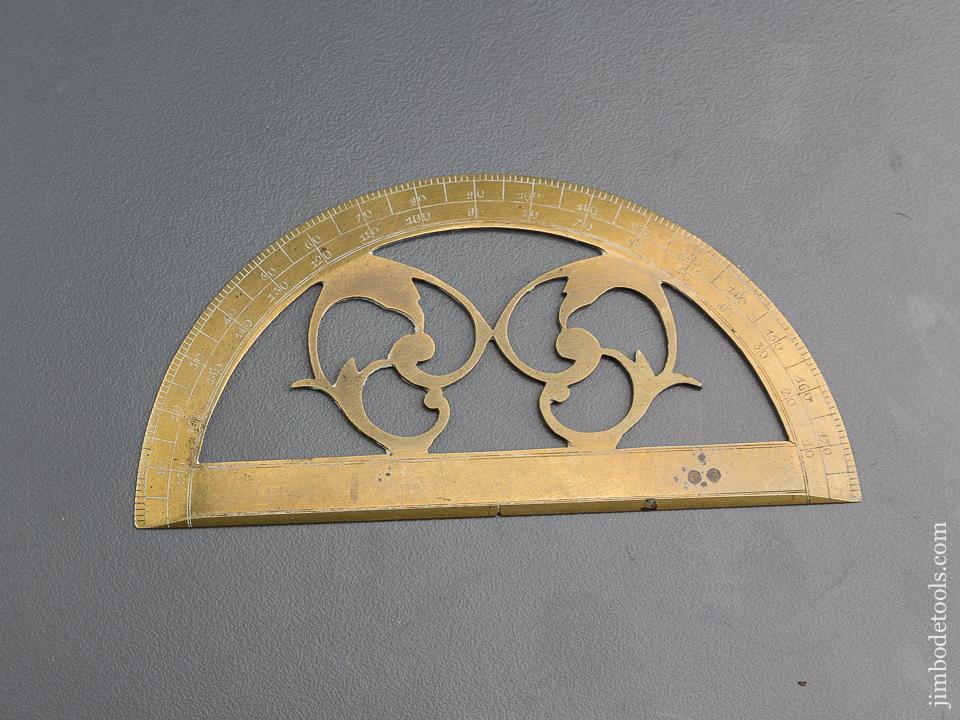 Ornate Four inch Brass Protractor - 80264U