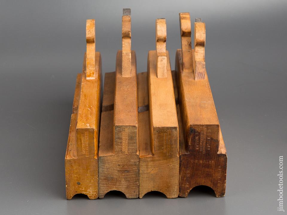 Graduated Set of Four Nosing Planes by J.F. & G.M. LINDSEY circa 1856-79 Huntington, MA - 80382