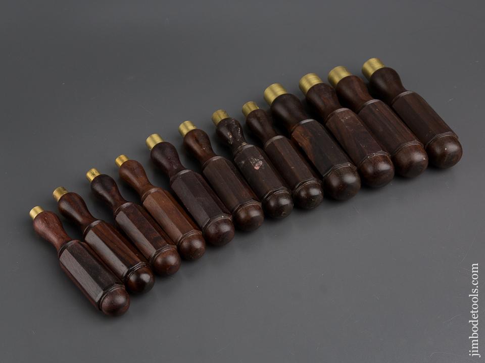 Graduated Set of Twelve Rosewood London Pattern Octagon Chisel Handles - 80438