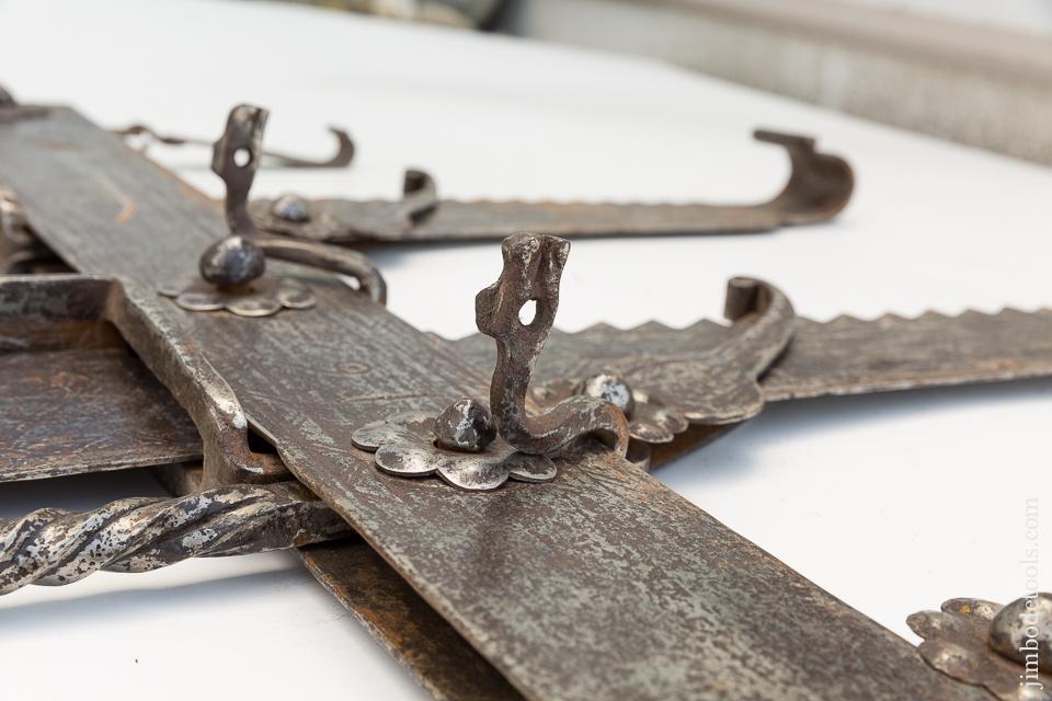 Amazing! 17th Century Wrought Iron Fireplace Trammel Dated 1634 - 80839U