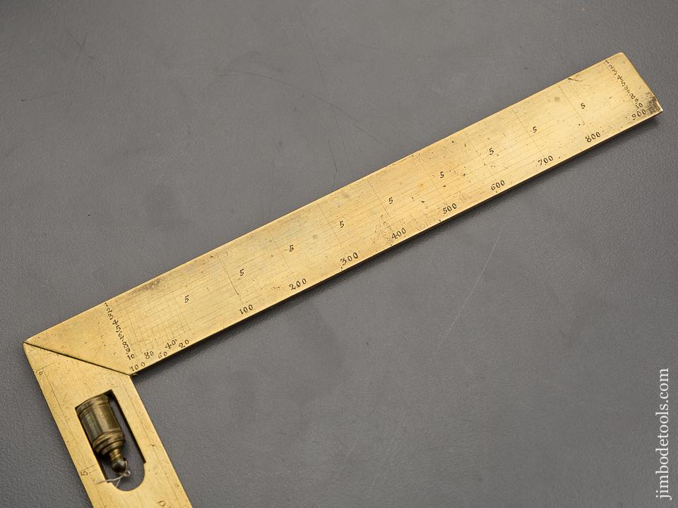 6 13/16 inch Folding Brass Square with Iron Plumb Bob by JACQUES CANIVET 1743-74 - 81338