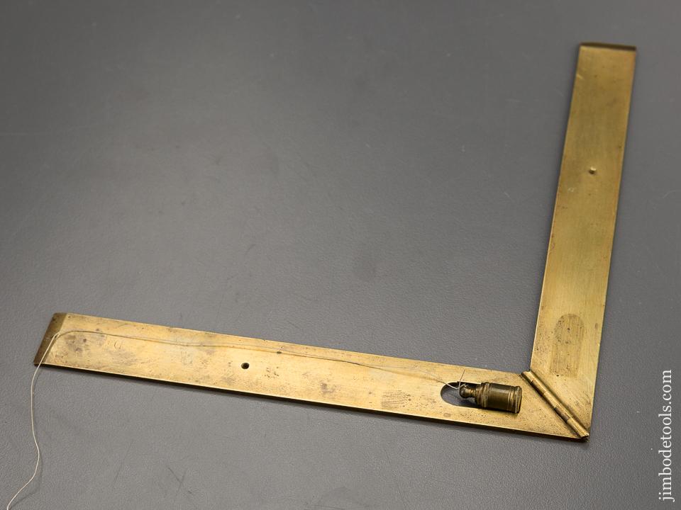 6 13/16 inch Folding Brass Square with Iron Plumb Bob by JACQUES CANIVET 1743-74 - 81338