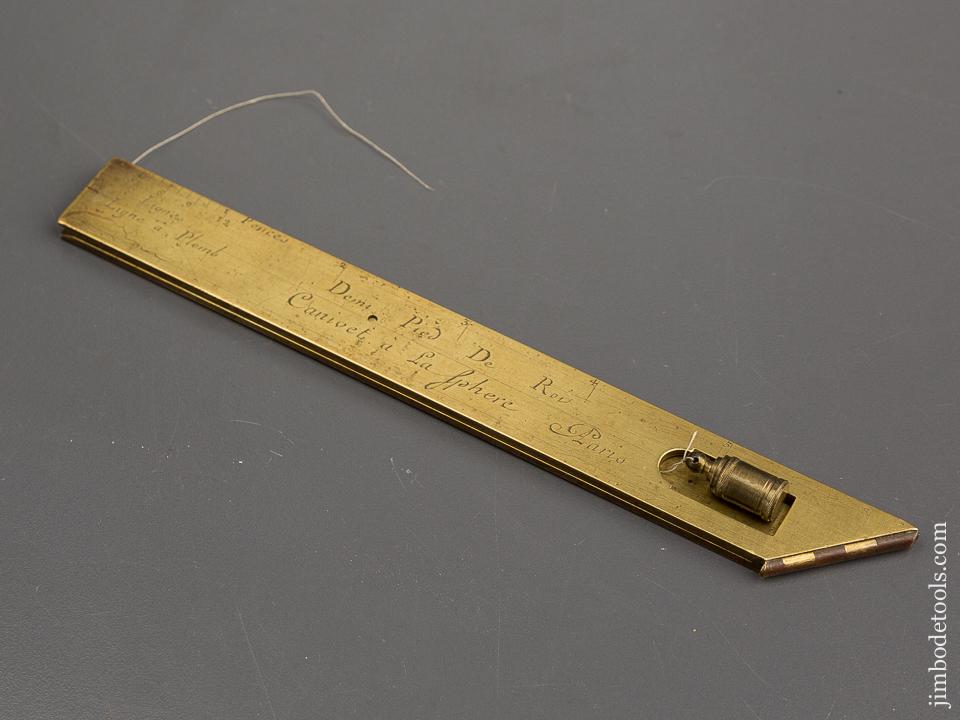 6 13/16 inch Folding Brass Square with Iron Plumb Bob by JACQUES CANIVET 1743-74 - 81338