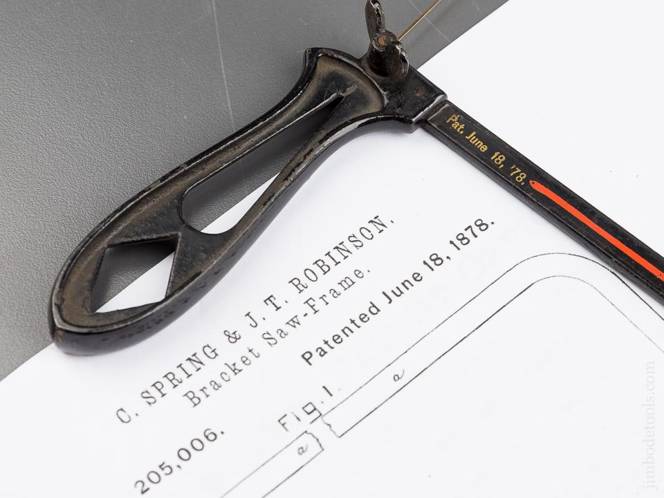 Ultra Fine! SPRING & ROBINSON Patent June 18, 1878 Fret Saw with FULL Pin Stripes - 81886U