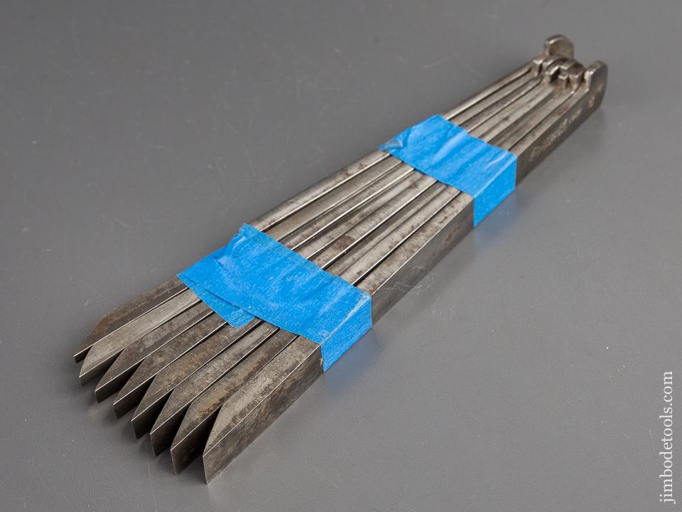 Extra Fine! Matched Set of 8 Graduated Plow Plane Irons by A. HILDICK SHEFFIELD - 82223
