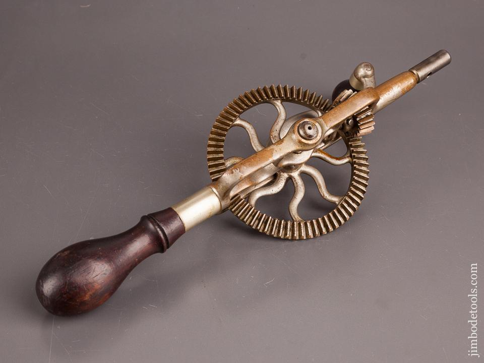 FINE Rosewood and Nickeled Brass Geared Hand Drill - 82456