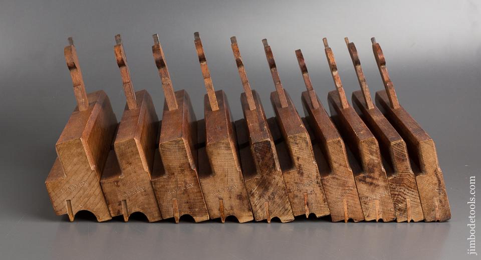 Massive! Matched Set of Ten ROUTLEDGE BIRMINGHAM Side Bead Moulding Planes circa 1876-1944 CRISP - 82852