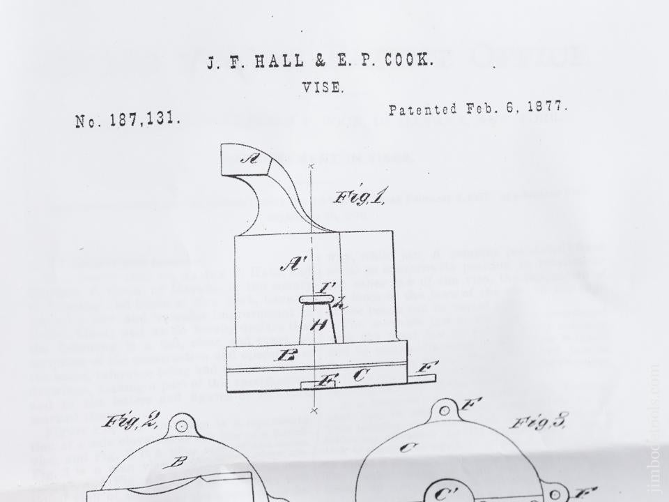 HALL & COOK Patent February 6, 1877 PRENTISS VISE CO NY Small Size Vise with Swivel Base and Swivel Jaw - 82985