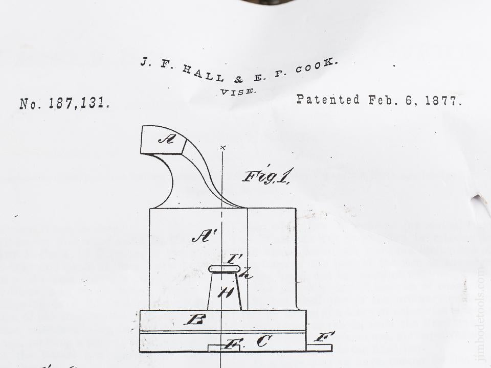 HALL & COOK Patent February 6, 1877 PRENTISS VISE CO NY Miniature 1 3/4 inch Vise with Swivel Base and Swivel Jaw - 83005
