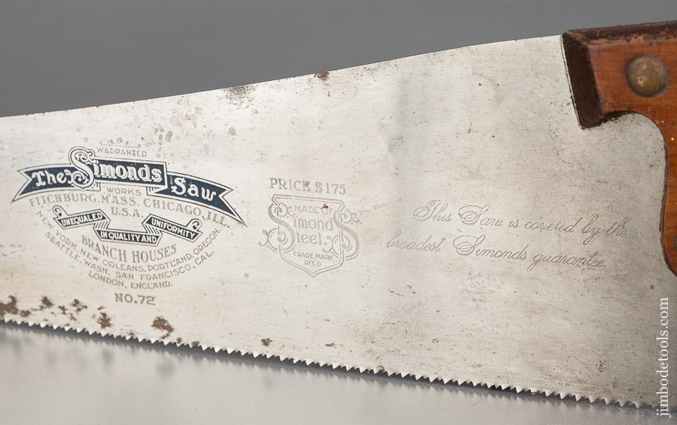 11 point 20 inch Crosscut SIMONDS No. 72 Hand Saw with Apple Handle - 83096U
