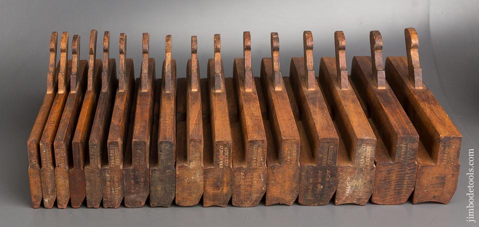 Matched Set of 16 User Hollows & Rounds Molding Planes by J.W. FARR circa 1837-38 Brooklyn, NY EVENS - 83239