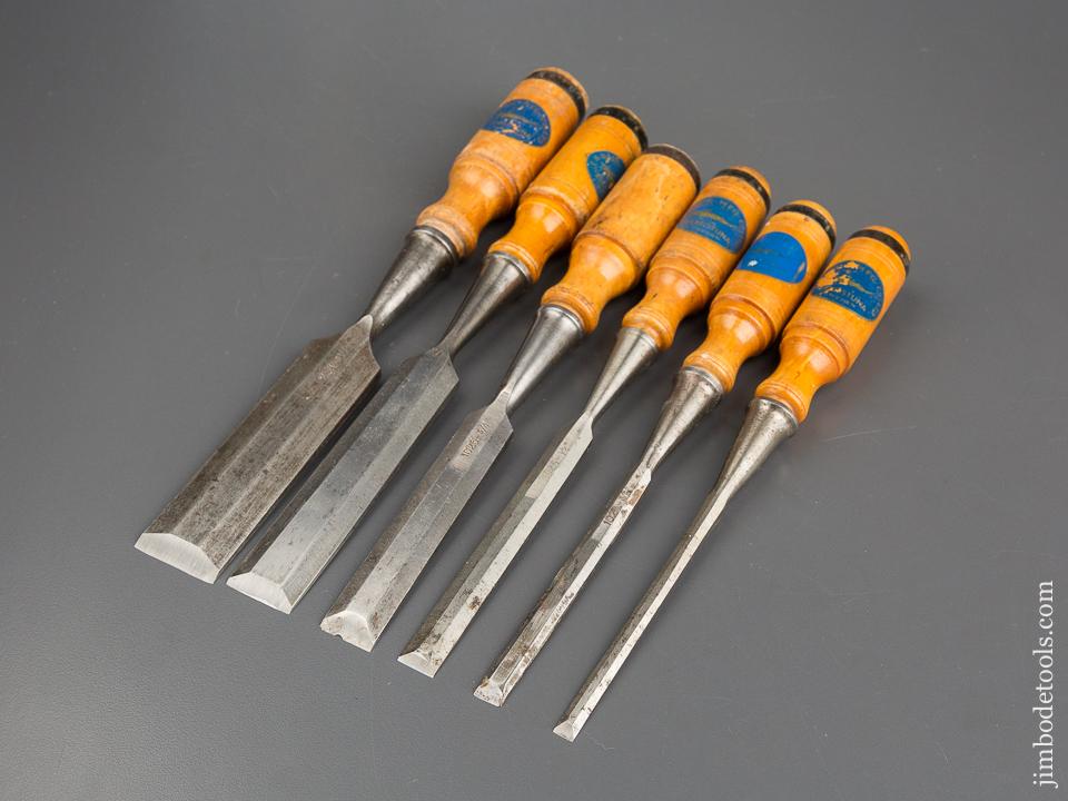 BERG ESKILSTUNA No. 9188 SHARK Six Piece Socket Chisel Set GOOD+ in Original Wooden Case - 83248