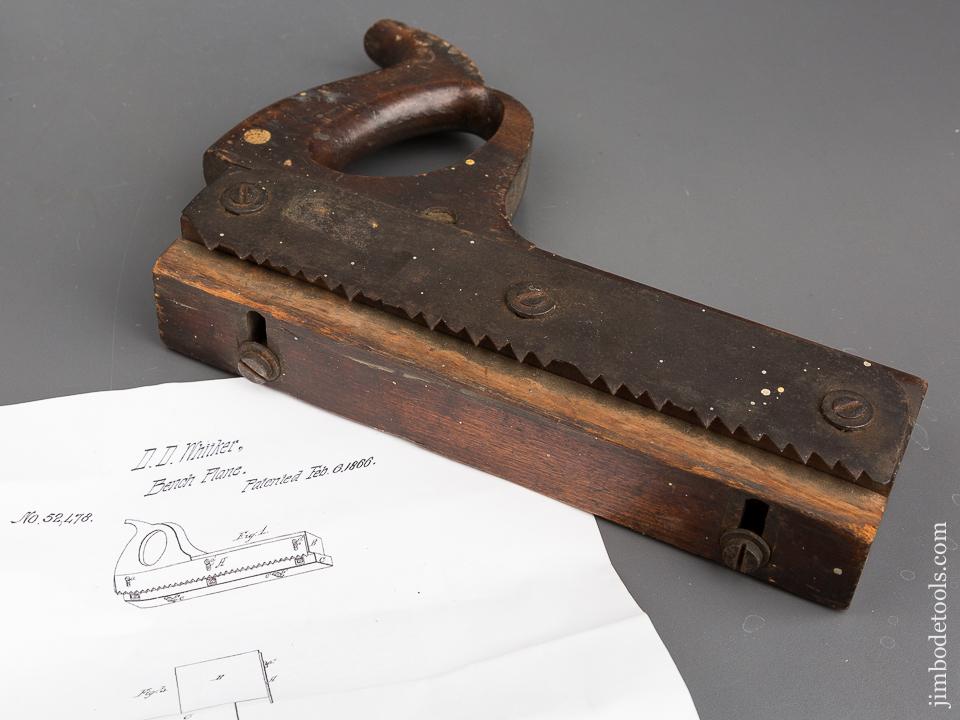 WHITKER Patent February 6, 1866 Handled Saw Rabbet Plane - 83424