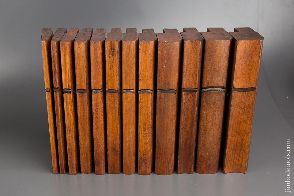 Crisp Set of Twelve Hollows & Rounds Molding Planes by C.F. BULKLEY & CO circa 1860 CT - 83483