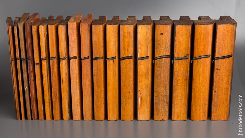 Complete Good User Set of 18 Hollows & Rounds Moulding Planes Numbered 2-18 by VARVILL and EASTWOOD Matched Maker Pairs- 83576