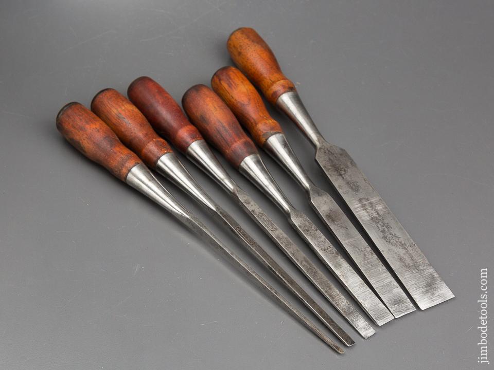 Extra Fine! Set of Six STANLEY No. 20 EVERLASTING Chisels - 84371