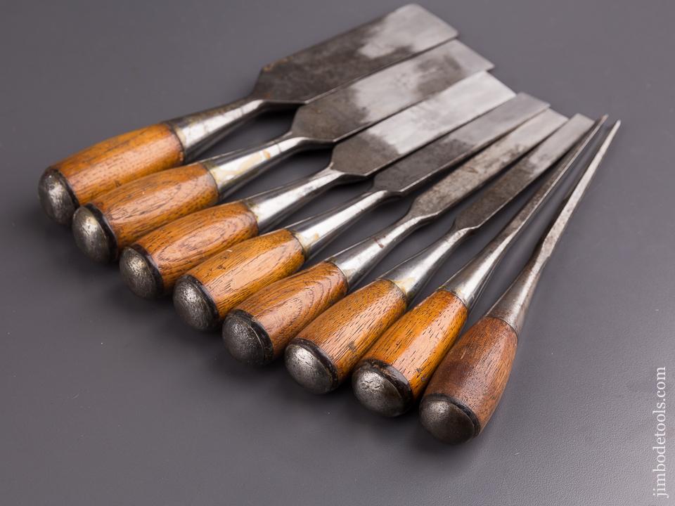 Extra Fine! Set of Eight STANLEY No. 40 EVERLASTING Chisels - 84602