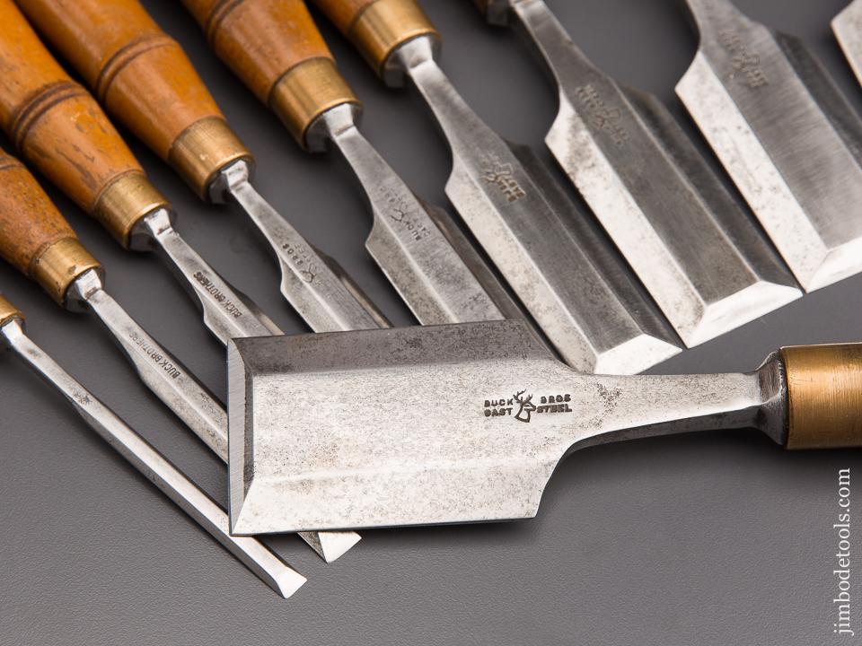 Great Set of Ten BUCK BROTHERS Tang Chisels - 84604