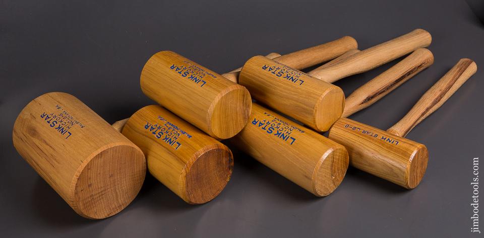 Unusual MINT Graduated Set of Six Hickory Mallets by LINK STAR INDIANA - 84726