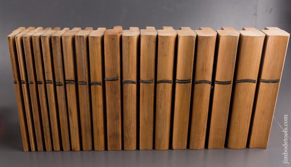 Crisp FINE Set of 18 Hollows & Rounds Molding Planes by JOSIAH KING 373 BOWERY NEW YORK circa 1835-87 FINE - 84897