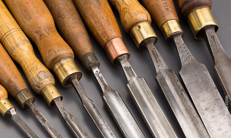 Great Working Set of Nine Long Pattern Maker's Gouges - 85258