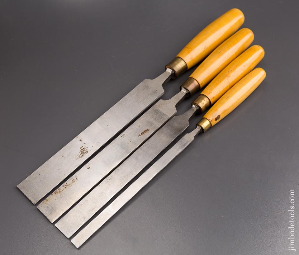 Four MINT Boxwood Handled MARPLES Paring Chisels with Decals - 85321U