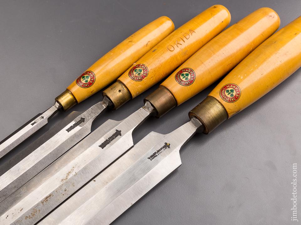 Four MINT Boxwood Handled MARPLES Paring Chisels with Decals - 85321U