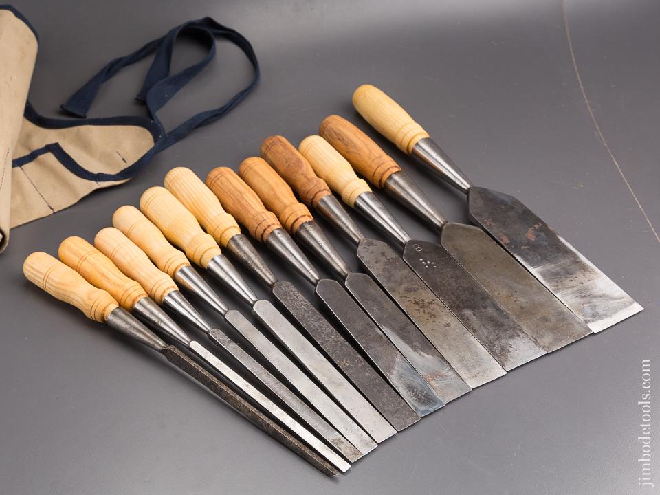 Awesome! COMPLETE Set of Twelve T.H. WITHERBY Bevel Gauge Socket Firmer Chisels - 85463