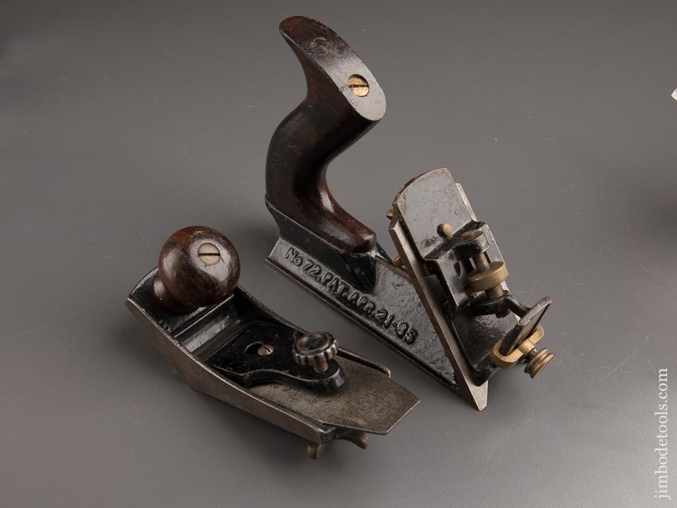 Extra Fine! TRAUT Patent April 21, 1885 STANLEY No. 72 1/2 Chamfer Plane with Beading Attachment and Six Cutters - 85539