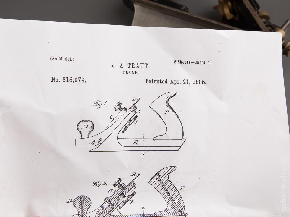 Extra Fine! TRAUT Patent April 21, 1885 STANLEY No. 72 1/2 Chamfer Plane with Beading Attachment and Six Cutters - 85539