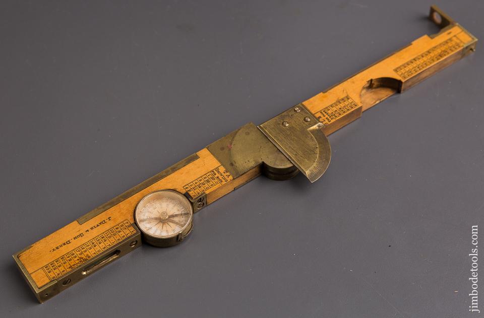Rare! J. DAVIS & SON Boxwood Clinometer with Compass in Leather Case - 85573