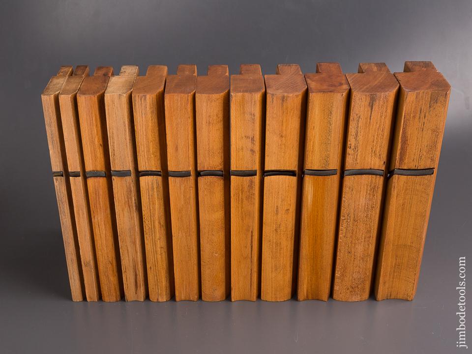Extra Fine! Partial Set of Twelve Hollows & Rounds Molding Planes by J. DENISON Saybrook. CT circa 1840-76 FINE - 85656