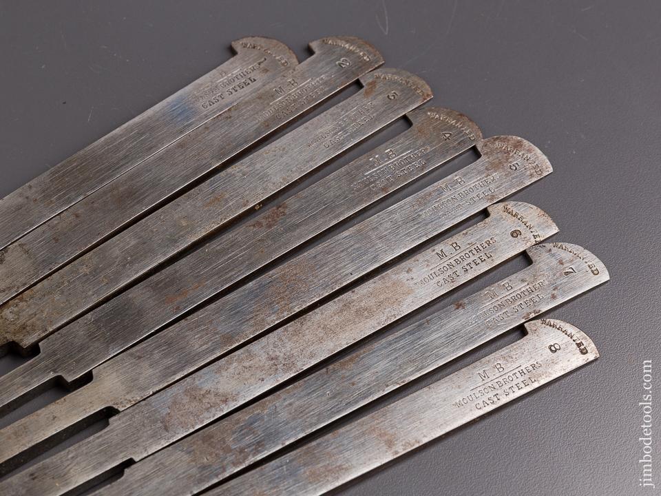 MINT Set of Eight MOULSON BROTHERS Graduated Plow Plane Irons - 85700