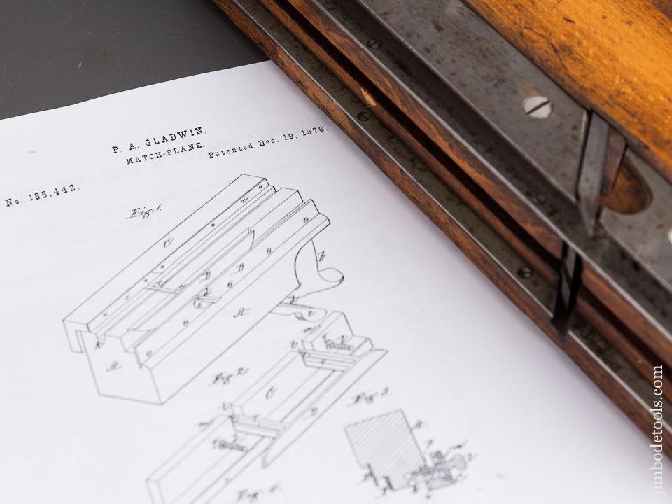 GLADWIN Patent December 19, 1876 Tongue & Groove Plane - 85764