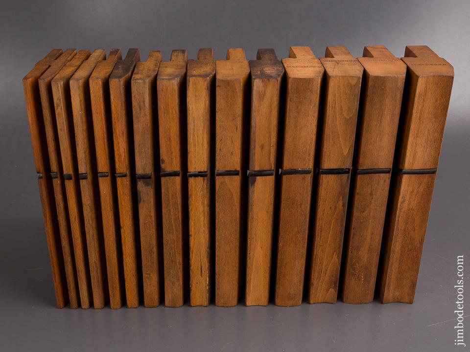 Crisp Set of Fifteen Hollows & Rounds Moulding Planes by ROUTLEDGE BIRMINGHAM circa 1876-1944 - 86203