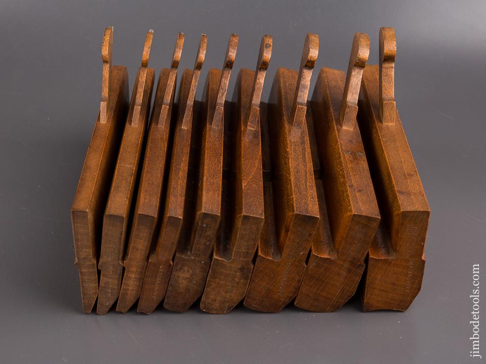 Matched Set of Nine Hollows & Rounds Moulding Planes by GRIFFITHS NORWICH circa 1803-1958 CRISP & FINE - 86312