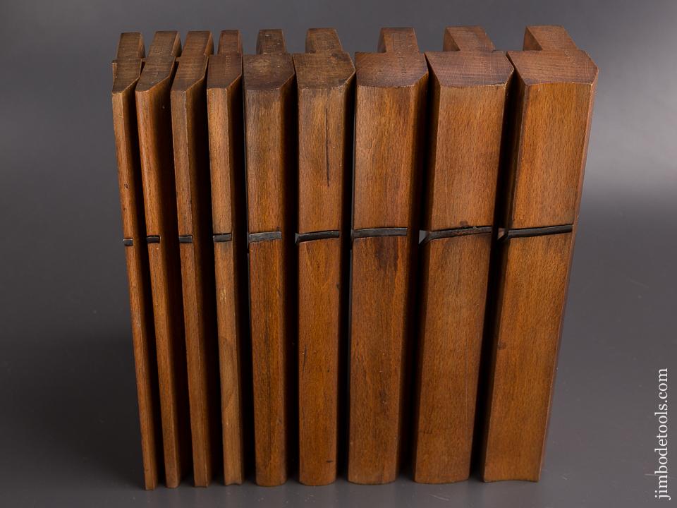 Matched Set of Nine Hollows & Rounds Moulding Planes by GRIFFITHS NORWICH circa 1803-1958 CRISP & FINE - 86312