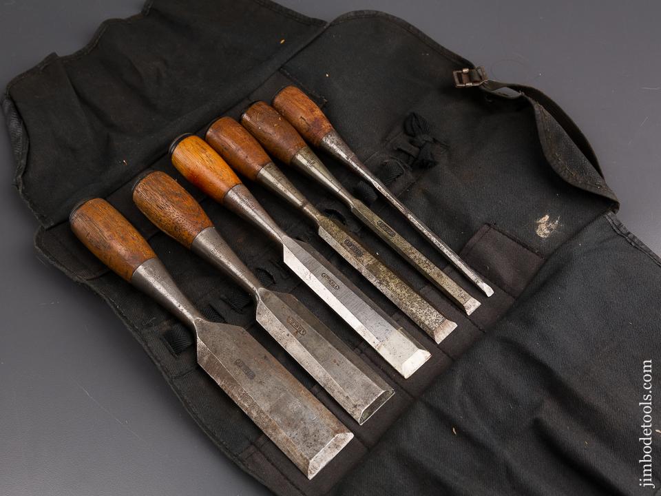 Rare! STANLEY No. 110 EVERLASTING Chisel Set of Six No. 40 Chisels in Roll - 86911