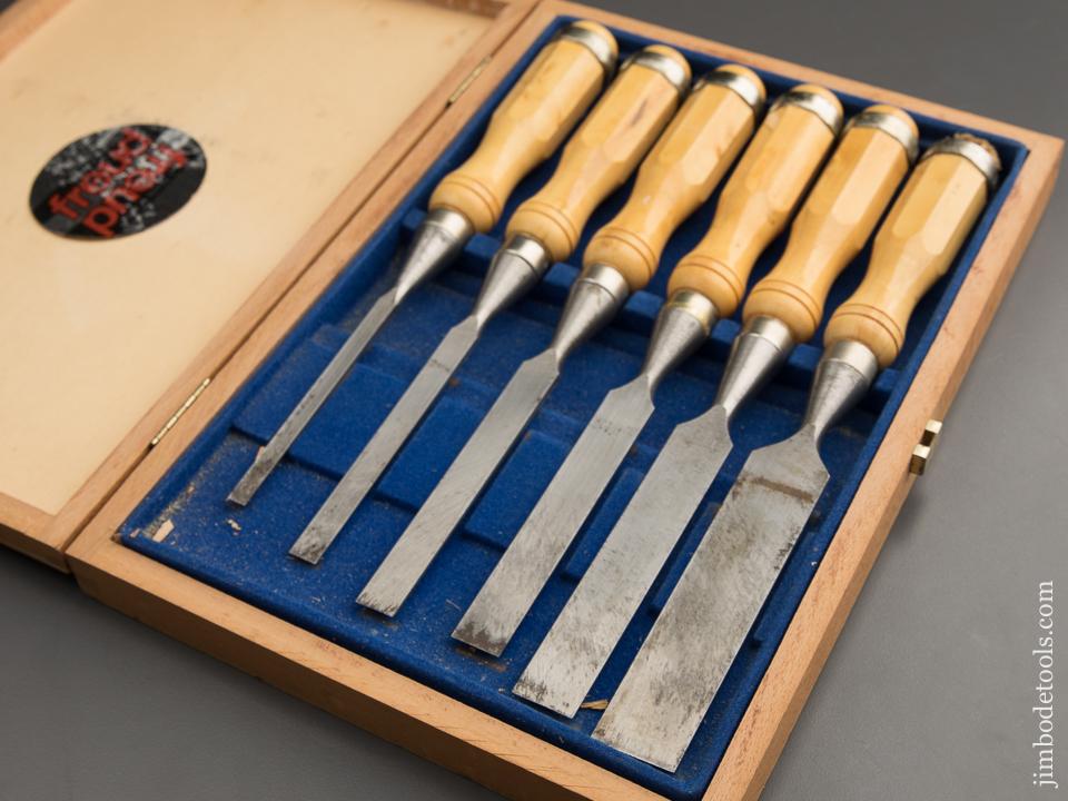 FREUD No. WC 106 Set of Six Boxwood Handled Chisels NEAR NEW in Original Box - 87488